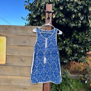 Blue and White Sleeveless Dress